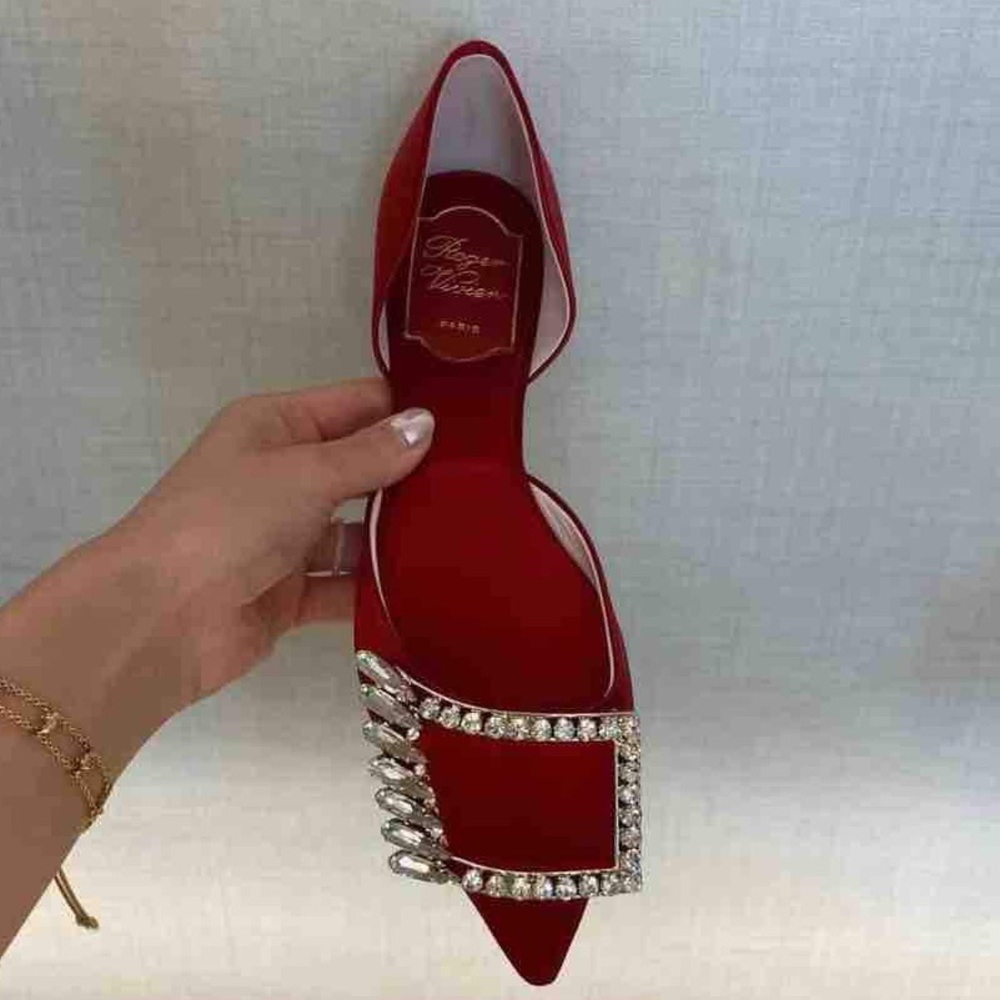 Brand NEW! Roger Vivier Satin Crystal Flat